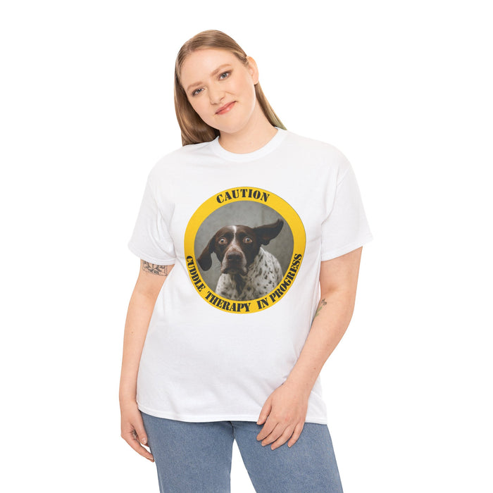 Dog Therapy T-Shirt — "Caution: Canine Therapy in Progress" Cute Springer Photo Tee