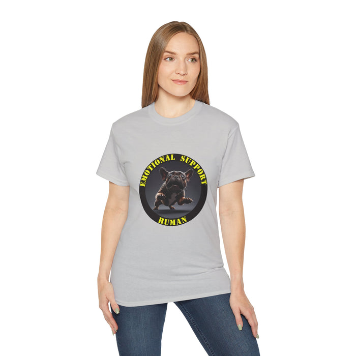 Emotional Support Human Tee - Unisex Cotton Shirt, Funny Dog Lover Gift, Pet Parent Apparel, Quirky Graphic Tee, Supportive Humor Wear