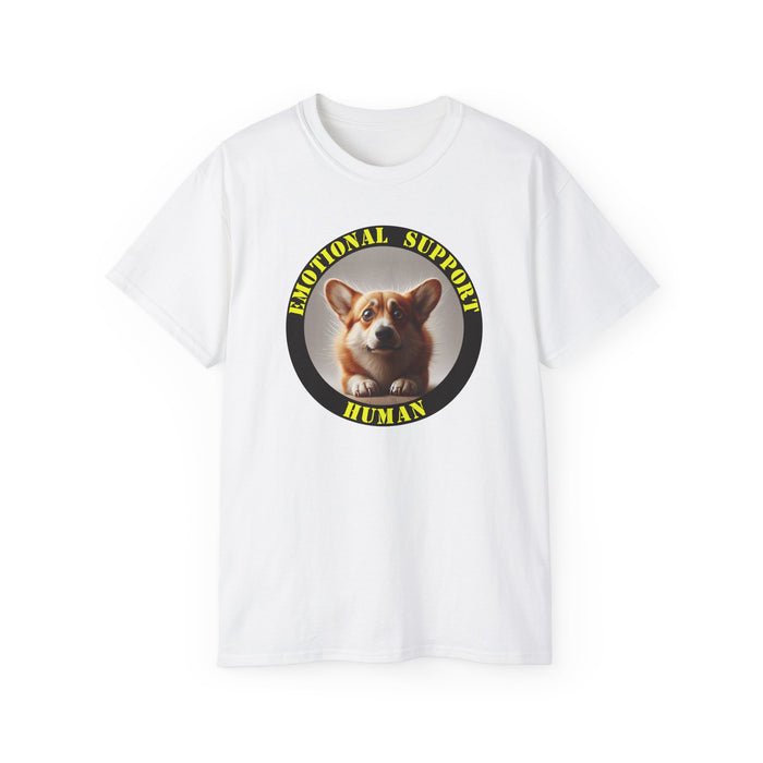 Emotional Support Human Tee - Unisex Cotton Shirt, Funny Dog Lover Gift, Pet Parent Apparel, Quirky Graphic Tee, Supportive Humor Wear