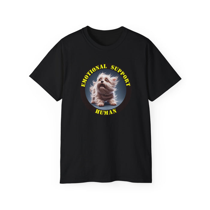 Emotional Support Human Tee - Unisex Cotton Shirt, Funny Dog Lover Gift, Pet Parent Apparel, Quirky Graphic Tee, Supportive Humor Wear