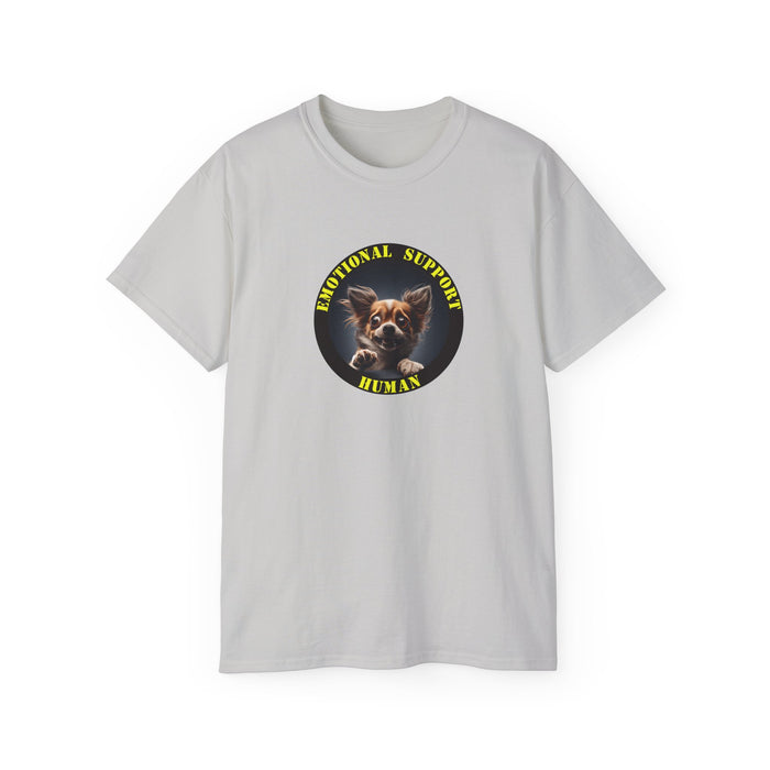 Emotional Support Human Tee - Unisex Cotton Shirt, Funny Dog Lover Gift, Pet Parent Apparel, Quirky Graphic Tee, Supportive Humor Wear