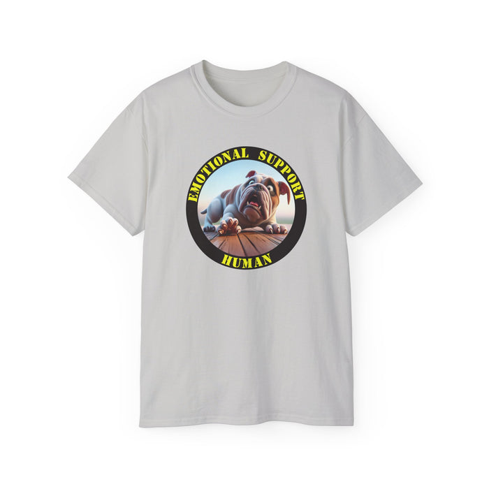 Emotional Support Human Tee - Unisex Cotton Shirt, Funny Dog Lover Gift, Pet Parent Apparel, Quirky Graphic Tee, Supportive Humor Wear