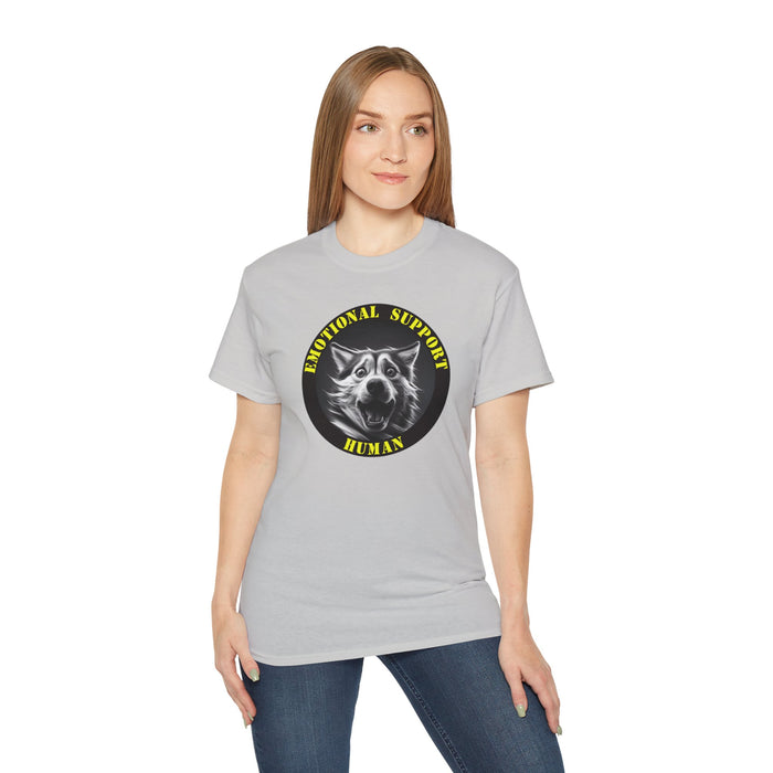 Emotional Support Human Tee - Unisex Cotton Shirt, Funny Dog Lover Gift, Pet Parent Apparel, Quirky Graphic Tee, Supportive Humor Wear