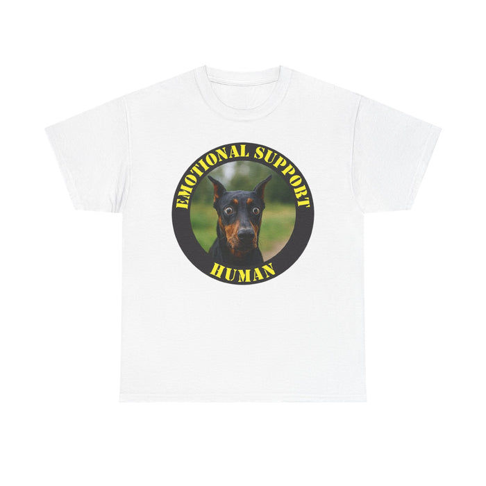 Emotional Support Human T‑Shirt — Doberman Pet Lover Tee
