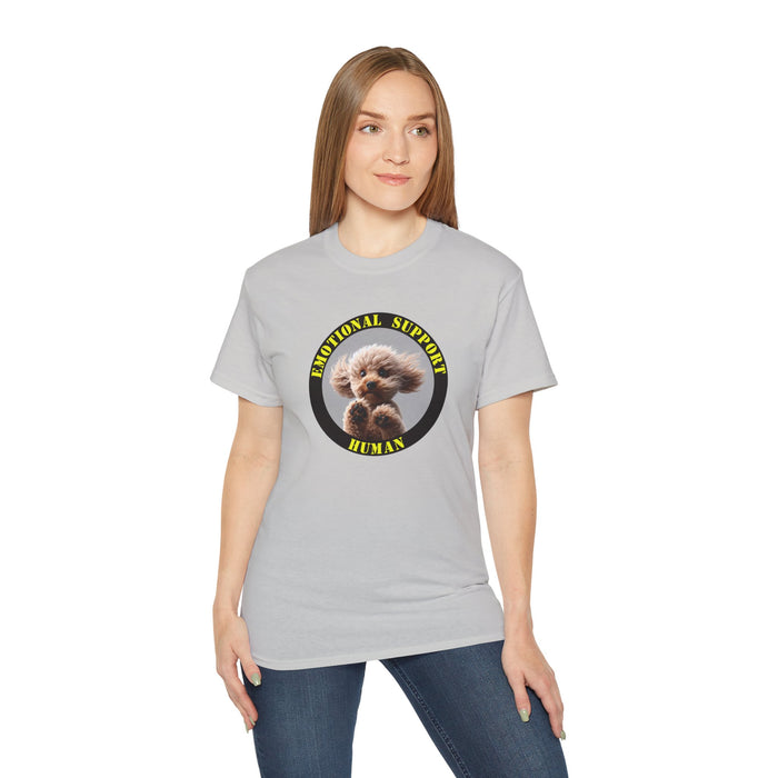 Emotional Support Human Tee - Unisex Cotton Shirt, Funny Dog Lover Gift, Pet Parent Apparel, Quirky Graphic Tee, Supportive Humor Wear