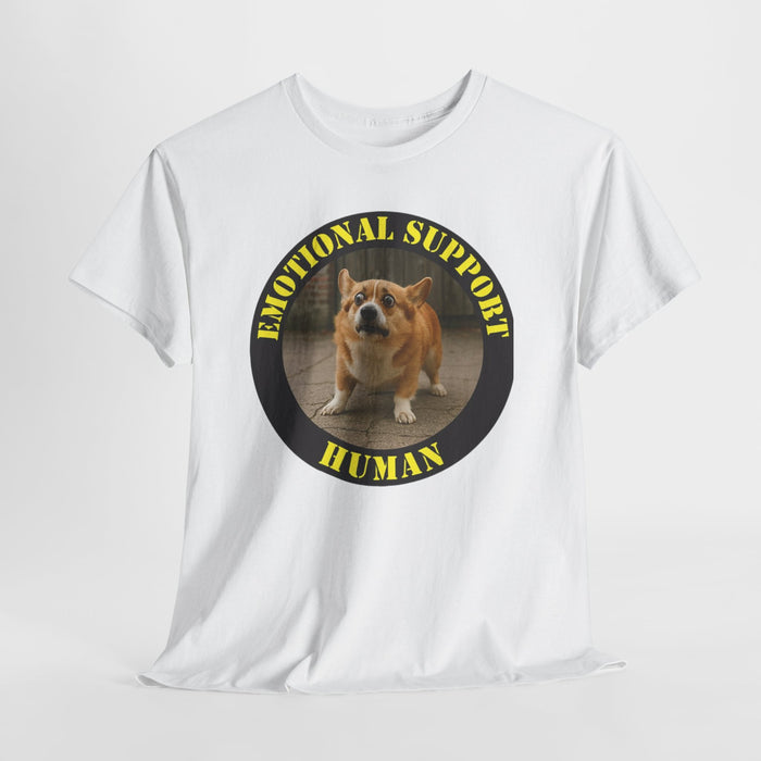 Emotional Support Human Tee — Corgi Badge Pet Lover T-Shirt