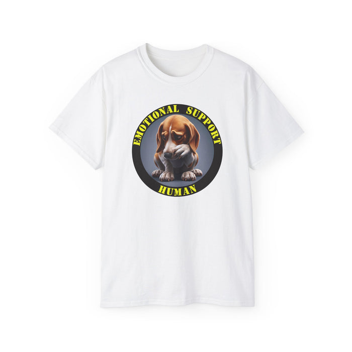 Emotional Support Human Tee - Unisex Cotton Shirt, Funny Dog Lover Gift, Pet Parent Apparel, Quirky Graphic Tee, Supportive Humor Wear