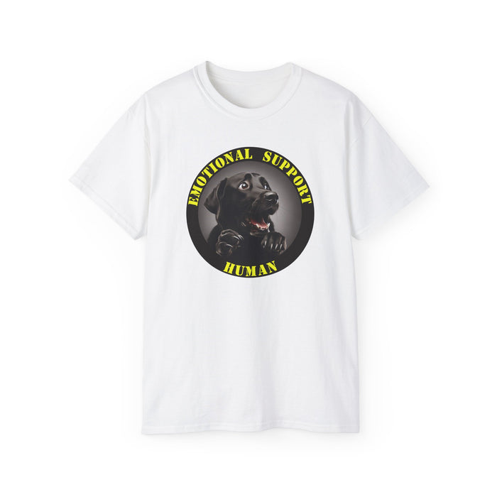 Emotional Support Human Tee - Unisex Cotton Shirt, Funny Dog Lover Gift, Pet Parent Apparel, Quirky Graphic Tee, Supportive Humor Wear