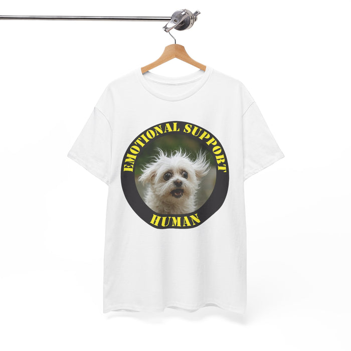 Emotional Support Human T-Shirt — Funny Dog Face Tee for Pet Lovers