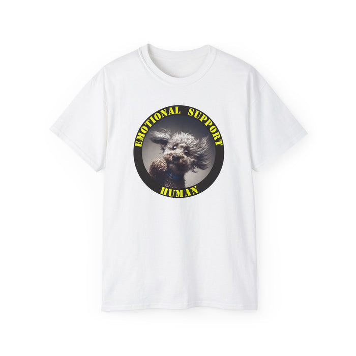 Emotional Support Human Tee - Unisex Cotton Shirt, Funny Dog Lover Gift, Pet Parent Apparel, Quirky Graphic Tee, Supportive Humor Wear