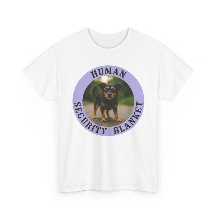 T-Shirt — "Human Security Blanket" Funny Dog Photo Tee