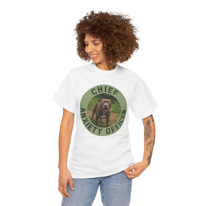 Dog Lover T-Shirt — "Chief Anxiety Officer" Graphic Tee with Funny Pup Design