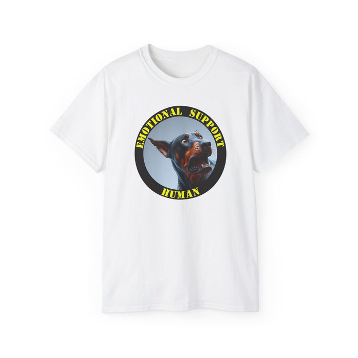 Emotional Support Human Tee - Unisex Cotton Shirt, Funny Dog Lover Gift, Pet Parent Apparel, Quirky Graphic Tee, Supportive Humor Wear
