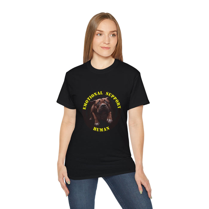 Emotional Support Human Tee - Unisex Cotton Shirt, Funny Dog Lover Gift, Pet Parent Apparel, Quirky Graphic Tee, Supportive Humor Wear