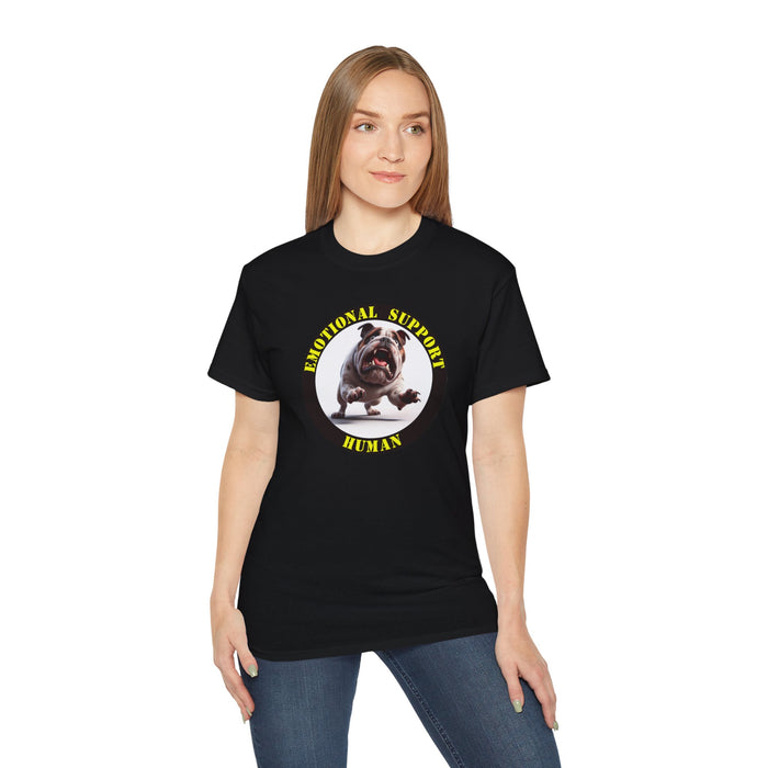 Emotional Support Human Tee - Unisex Cotton Shirt, Funny Dog Lover Gift, Pet Parent Apparel, Quirky Graphic Tee, Supportive Humor Wear