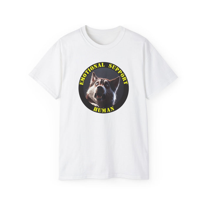 Emotional Support Human Tee - Unisex Cotton Shirt, Funny Dog Lover Gift, Pet Parent Apparel, Quirky Graphic Tee, Supportive Humor Wear