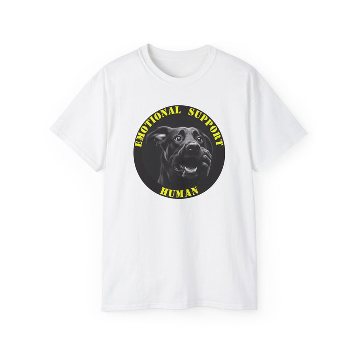 Emotional Support Human Tee - Unisex Cotton Shirt, Funny Dog Lover Gift, Pet Parent Apparel, Quirky Graphic Tee, Supportive Humor Wear