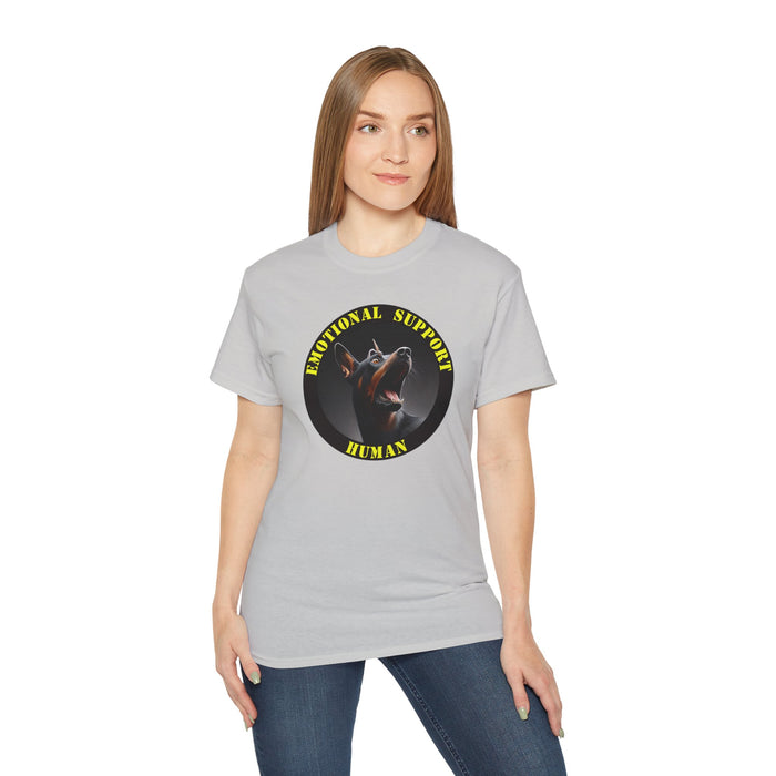 Emotional Support Human Tee - Unisex Cotton Shirt, Funny Dog Lover Gift, Pet Parent Apparel, Quirky Graphic Tee, Supportive Humor Wear