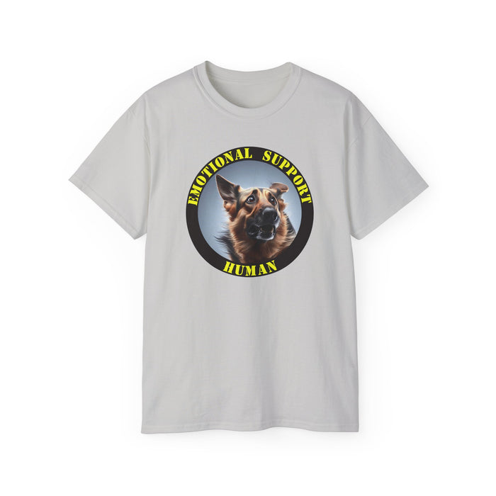 Emotional Support Human Tee - Unisex Cotton Shirt, Funny Dog Lover Gift, Pet Parent Apparel, Quirky Graphic Tee, Supportive Humor Wear