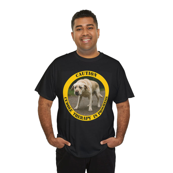 Caution: Cuddle Therapy in Progress T-Shirt – Funny Dog Rescue Tee