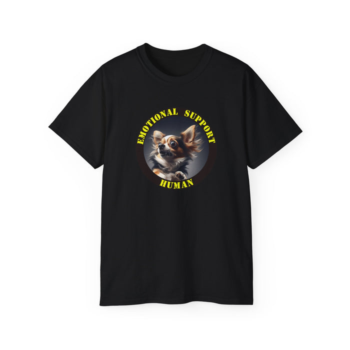 Emotional Support Human Tee - Unisex Cotton Shirt, Funny Dog Lover Gift, Pet Parent Apparel, Quirky Graphic Tee, Supportive Humor Wear