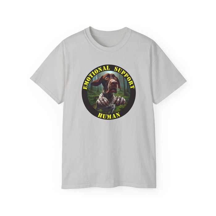 Emotional Support Human Tee - Unisex Cotton Shirt, Funny Dog Lover Gift, Pet Parent Apparel, Quirky Graphic Tee, Supportive Humor Wear