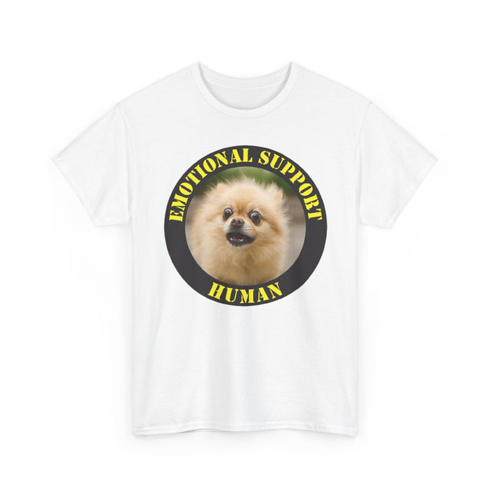 Emotional Support Human T‑Shirt — Cute Pomeranian Therapy Dog Tee