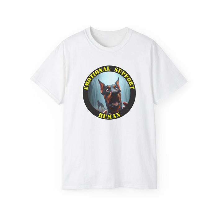 Emotional Support Human Tee - Unisex Cotton Shirt, Funny Dog Lover Gift, Pet Parent Apparel, Quirky Graphic Tee, Supportive Humor Wear