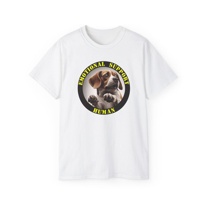 Emotional Support Human Tee - Unisex Cotton Shirt, Funny Dog Lover Gift, Pet Parent Apparel, Quirky Graphic Tee, Supportive Humor Wear