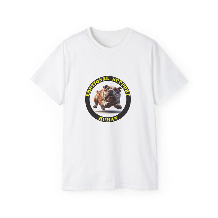 Emotional Support Human Tee - Unisex Cotton Shirt, Funny Dog Lover Gift, Pet Parent Apparel, Quirky Graphic Tee, Supportive Humor Wear