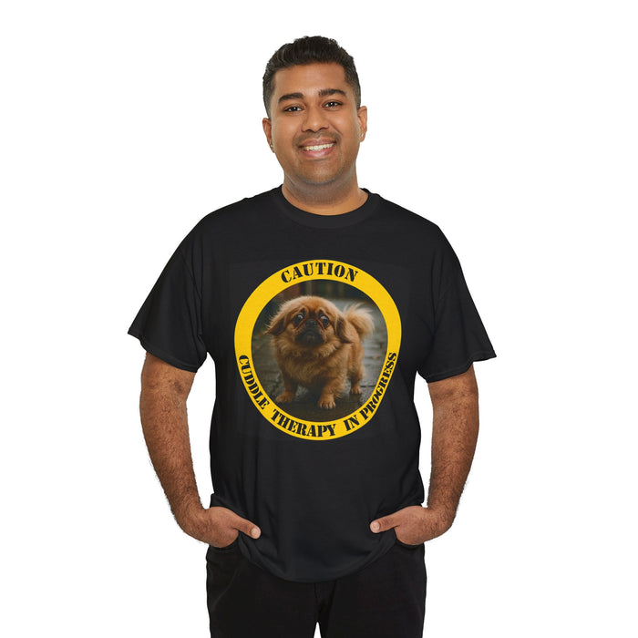 Caution: Cuddle Therapy In Progress T-Shirt — Cute Pekingese Dog Tee