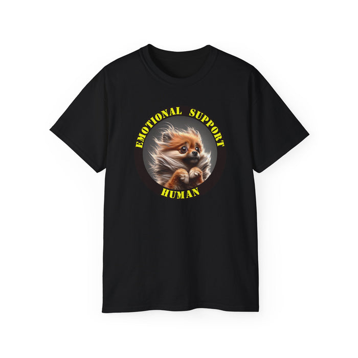 Emotional Support Human Tee - Unisex Cotton Shirt, Funny Dog Lover Gift, Pet Parent Apparel, Quirky Graphic Tee, Supportive Humor Wear