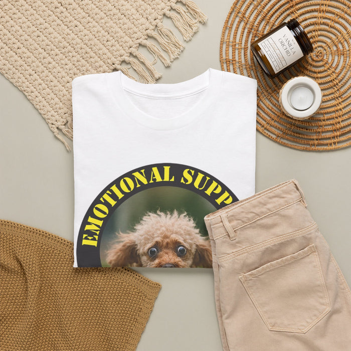 Emotional Support Human T‑Shirt — Cute Poodle Badge Tee for Dog Lovers