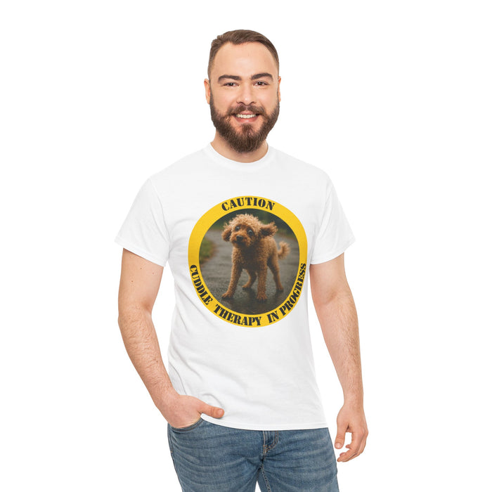 Caution: Cuddle Therapy In Progress T‑Shirt — Cute Puppy Graphic Tee