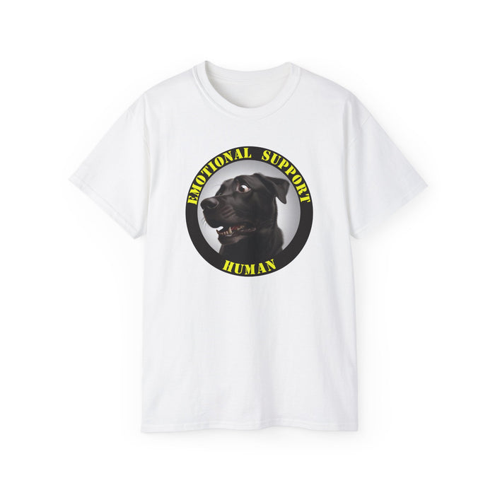 Emotional Support Human Tee - Unisex Cotton Shirt, Funny Dog Lover Gift, Pet Parent Apparel, Quirky Graphic Tee, Supportive Humor Wear