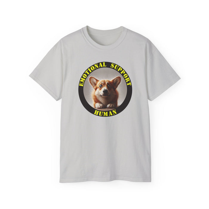 Emotional Support Human Tee - Unisex Cotton Shirt, Funny Dog Lover Gift, Pet Parent Apparel, Quirky Graphic Tee, Supportive Humor Wear