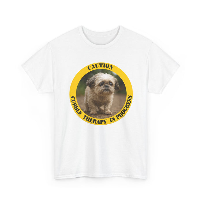 T-Shirt — "Caution: Cuddle Therapy in Progress" Dog Graphic Tee