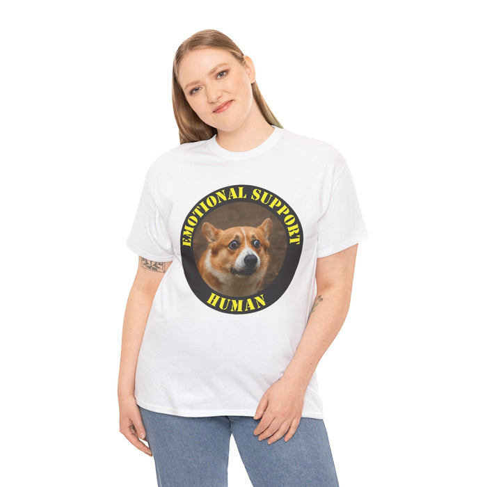 Emotional Support Human T-Shirt — Corgi Badge Graphic Tee
