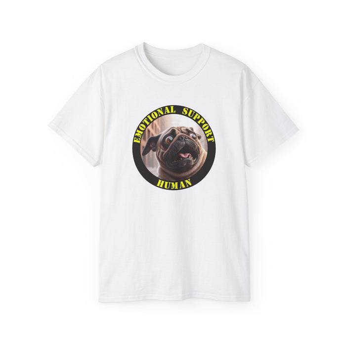 Emotional Support Human Tee - Unisex Cotton Shirt, Funny Dog Lover Gift, Pet Parent Apparel, Quirky Graphic Tee, Supportive Humor Wear