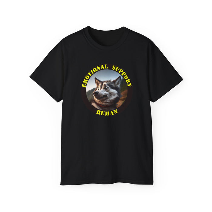 Emotional Support Human Tee - Unisex Cotton Shirt, Funny Dog Lover Gift, Pet Parent Apparel, Quirky Graphic Tee, Supportive Humor Wear