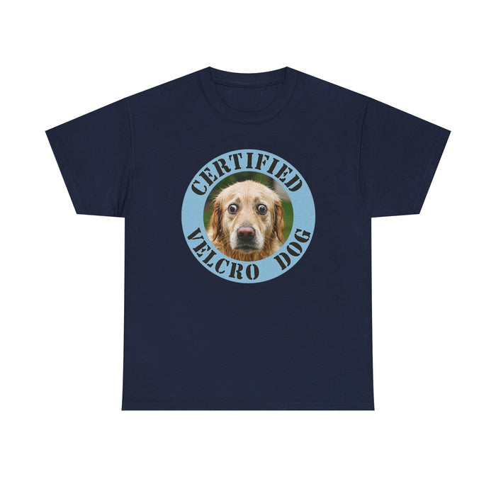 Certified Velcro Dog T‑Shirt – Funny Pet Lover Tee with Dog Face Badge