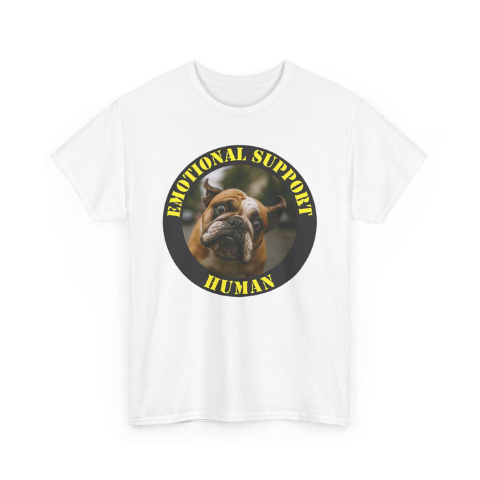 Emotional Support Human T‑Shirt — Cute Bulldog Graphic Tee
