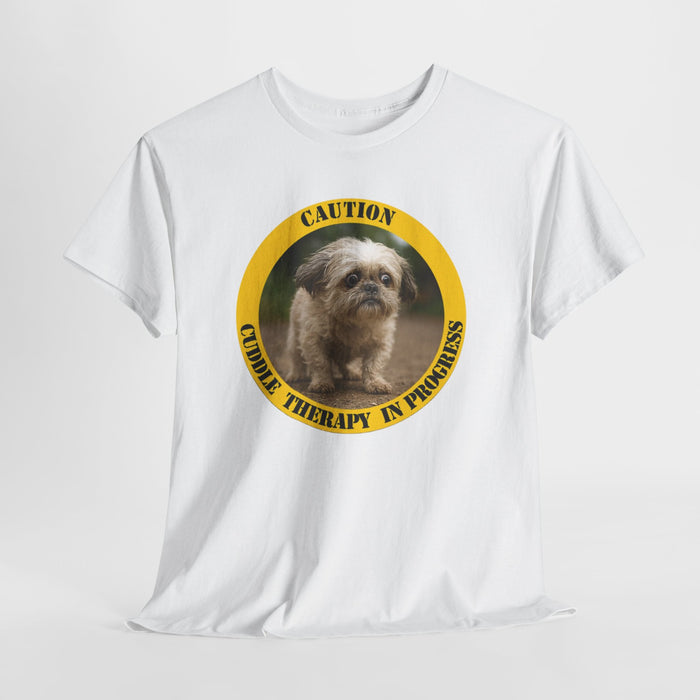 T-Shirt — "Caution: Cuddle Therapy in Progress" Dog Graphic Tee