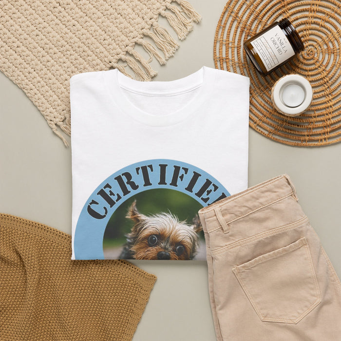 Certified Velcro Dog T-Shirt — Funny Small Dog Photo Tee