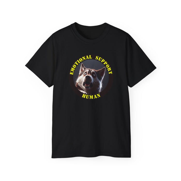 Emotional Support Human Tee - Unisex Cotton Shirt, Funny Dog Lover Gift, Pet Parent Apparel, Quirky Graphic Tee, Supportive Humor Wear