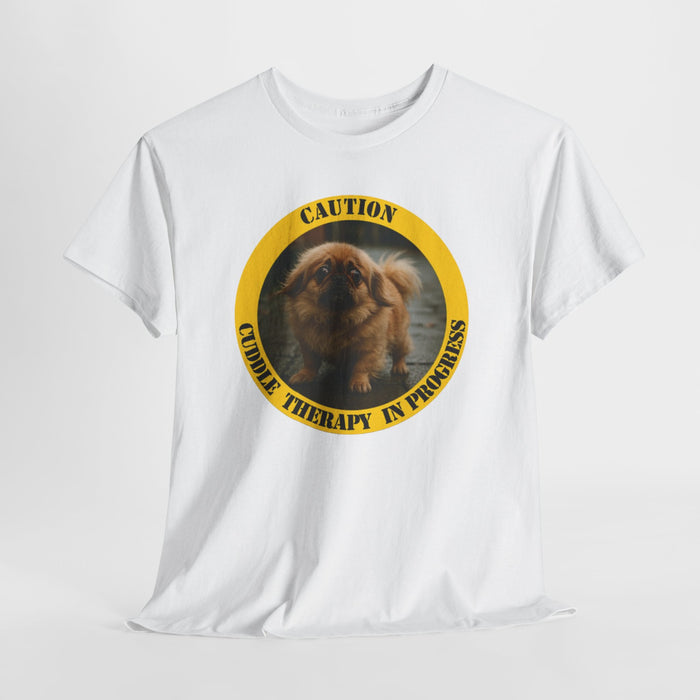 Caution: Cuddle Therapy in Progress T-Shirt — Cute Pomeranian Dog Tee