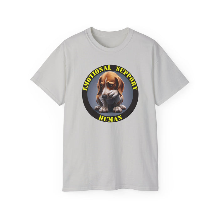 Emotional Support Human Tee - Unisex Cotton Shirt, Funny Dog Lover Gift, Pet Parent Apparel, Quirky Graphic Tee, Supportive Humor Wear