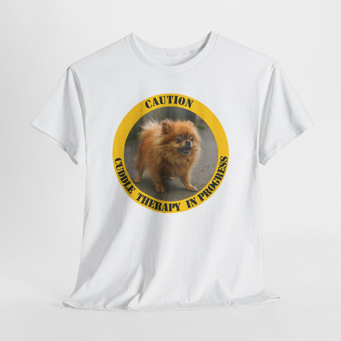 Pomeranian Caution 'Cuddle Therapy in Progress' T-Shirt