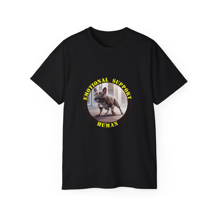 Emotional Support Human Tee - Unisex Cotton Shirt, Funny Dog Lover Gift, Pet Parent Apparel, Quirky Graphic Tee, Supportive Humor Wear