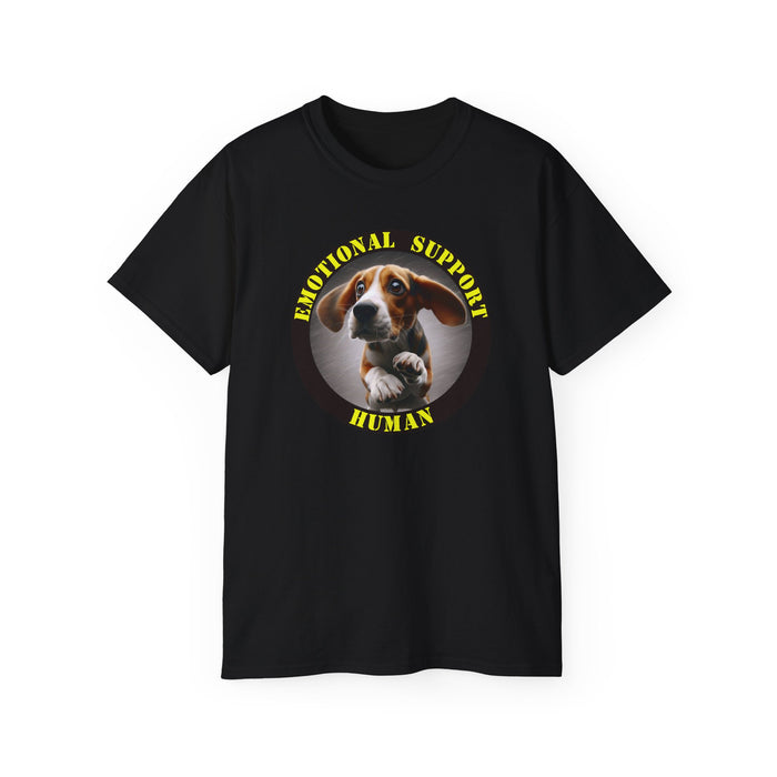 Emotional Support Human Tee - Unisex Cotton Shirt, Funny Dog Lover Gift, Pet Parent Apparel, Quirky Graphic Tee, Supportive Humor Wear